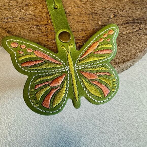GREEN APPLE Portland Leather Butterfly Charm FAST SHIP Monarca Charm - Picture 3 of 3
